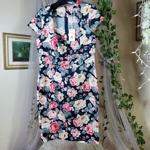 Grace Karin Size XL NWT Floral Sweetheart Neck Midi Dress Cotton Cap Sleeve $79